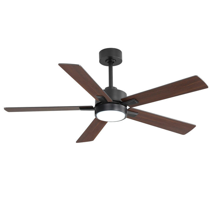 Breezary 52-IN LED Ceiling Fan with Light Kit and Remote- 5 Blade Black/Walnut - Diamond Home USA
