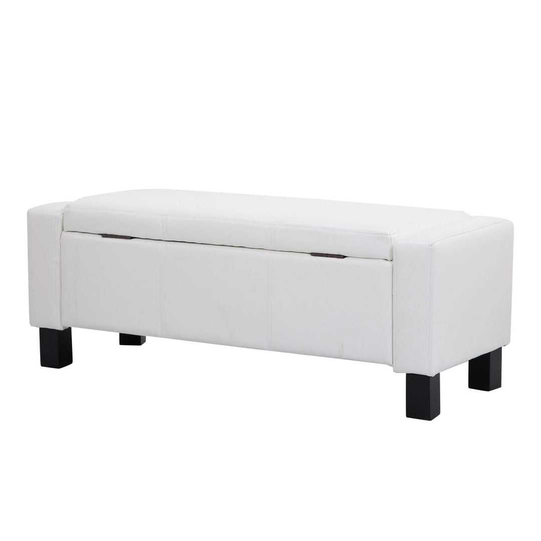 43-inch White Faux Leather Ottoman Storage Bench Modern Contemporary Solid - Diamond Home USA