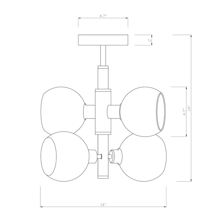 Warehouse of Tiffany 2033/4BG Silvia 15 in. 4-Light Indoor Matte Black and - Diamond Home USA