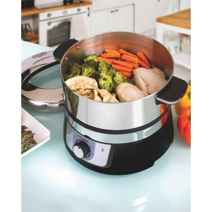 Electric Food Steamer Stainless Steel Black - Diamond Home USA
