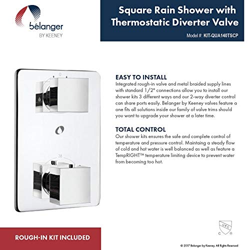 Keeney Belanger KIT-QUA140TCP Rain Thermostatic Dual Function Complete hower