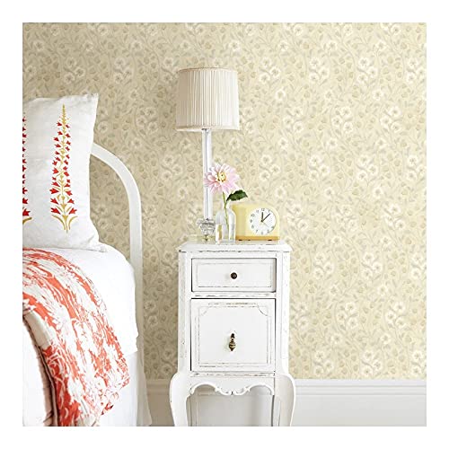 Beige Floral Wallpaper 20.5 X Wildlife Washable - Diamond Home USA