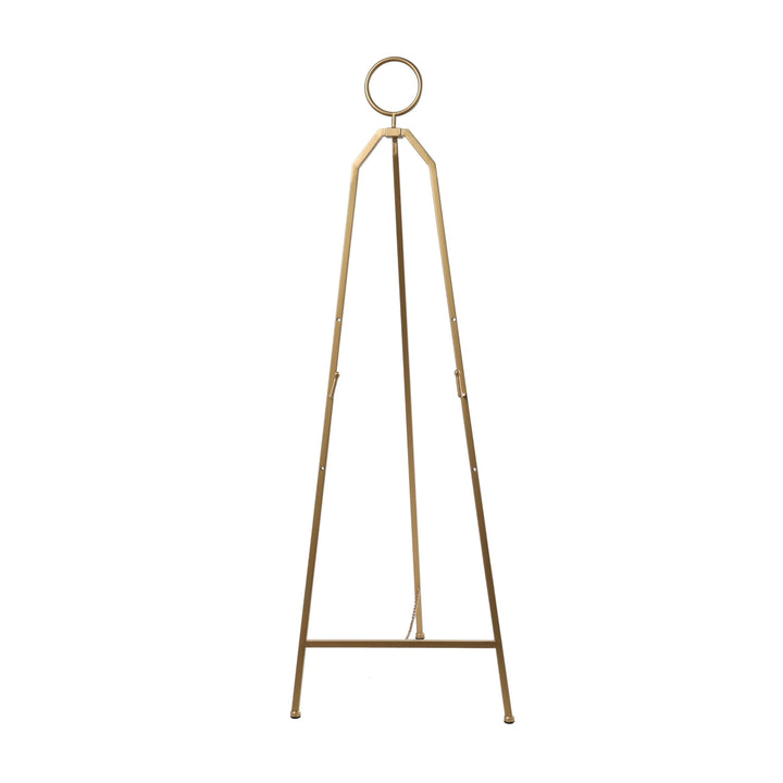 Gold Metal Tall Adjustable Minimalistic Easel with Circular Ring Top Glam Iron - Diamond Home USA