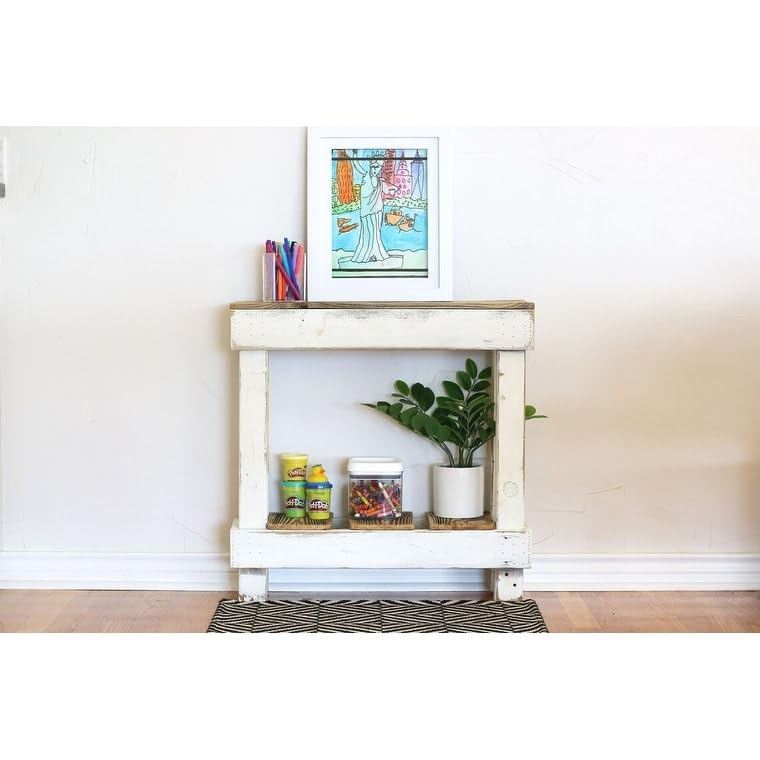 26x8x26 Mini Accent Console End Table (White) White Farmhouse ectangular Wood
