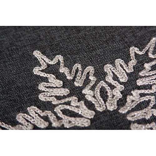 Snowflake Embroidered Christmas Round Placemats 16-inch Set of 4 Grey Polyester - Diamond Home USA