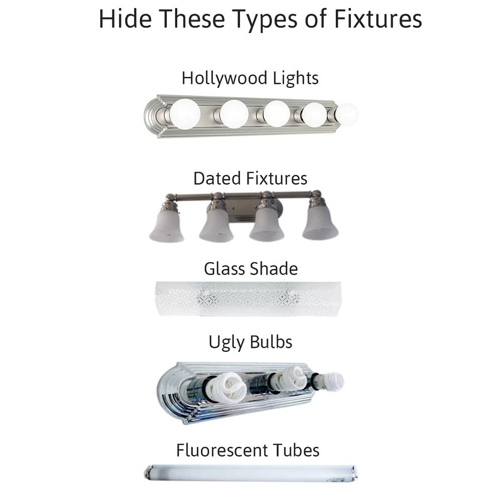 Vanity Light Cover Conversion Kit 20" w White Textured Fabric Shade DIY Upgrades - Diamond Home USA