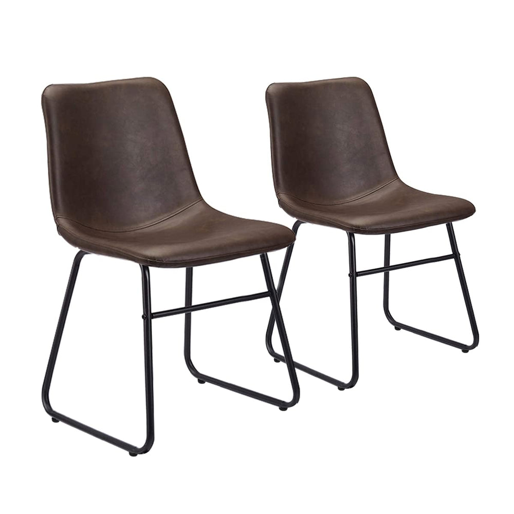 CangLong Faux Leather Armless Dining Chairs with lack Metal ase Faux Leather - Diamond Home USA