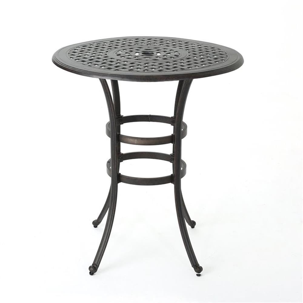 Christopher Knight Home Alfresco Outdoor 37" Cast Aluminum Round Bar Table - Diamond Home USA