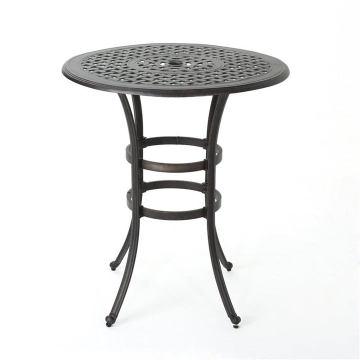 Christopher Knight Home Alfresco Outdoor 37" Cast Aluminum Round Bar Table - Diamond Home USA