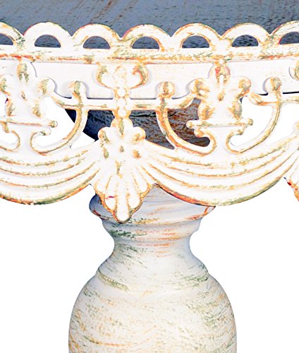 Home Decor Essentials castellated Decorative Cake Stand 10 x 9 white wash - Diamond Home USA