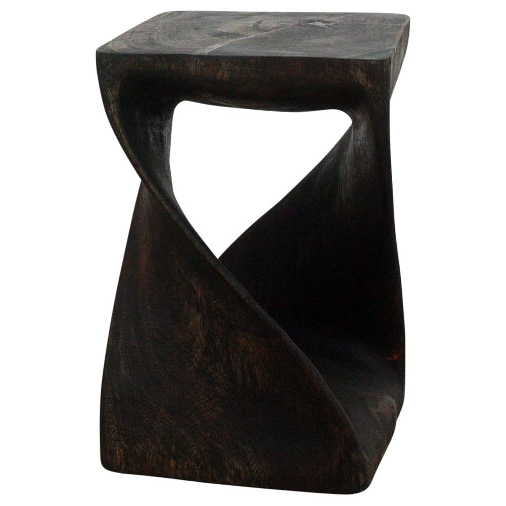 Handmade Original Wood Twist Stool - 12 X 18 Black Brown Novelty Transitional - Diamond Home USA