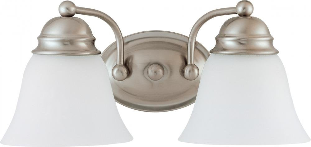 Nuvo 60/3265 Two Light Empire Wall Vanity 15 in Brushed Nickel/Frosted