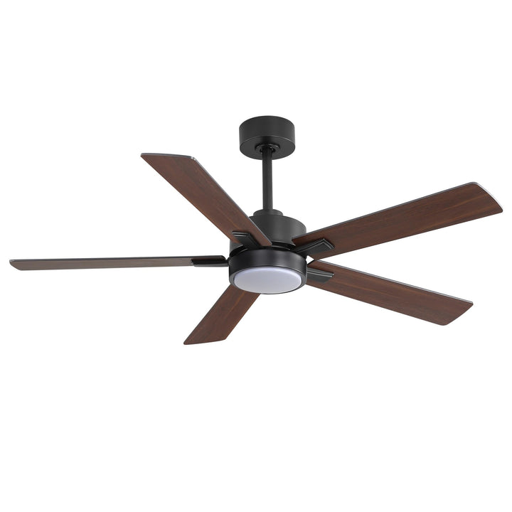 Breezary 52-IN LED Ceiling Fan with Light Kit and Remote- 5 Blade Black/Walnut - Diamond Home USA
