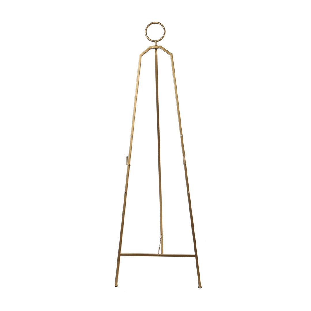 Gold Metal Tall Adjustable Minimalistic Easel with Circular Ring Top Glam Iron - Diamond Home USA