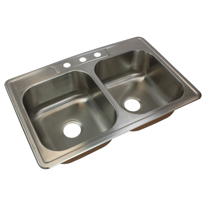 Transolid CTDE33228-3 Kitchen Sink 33-in x 22-in x 8-in Stainless Steel