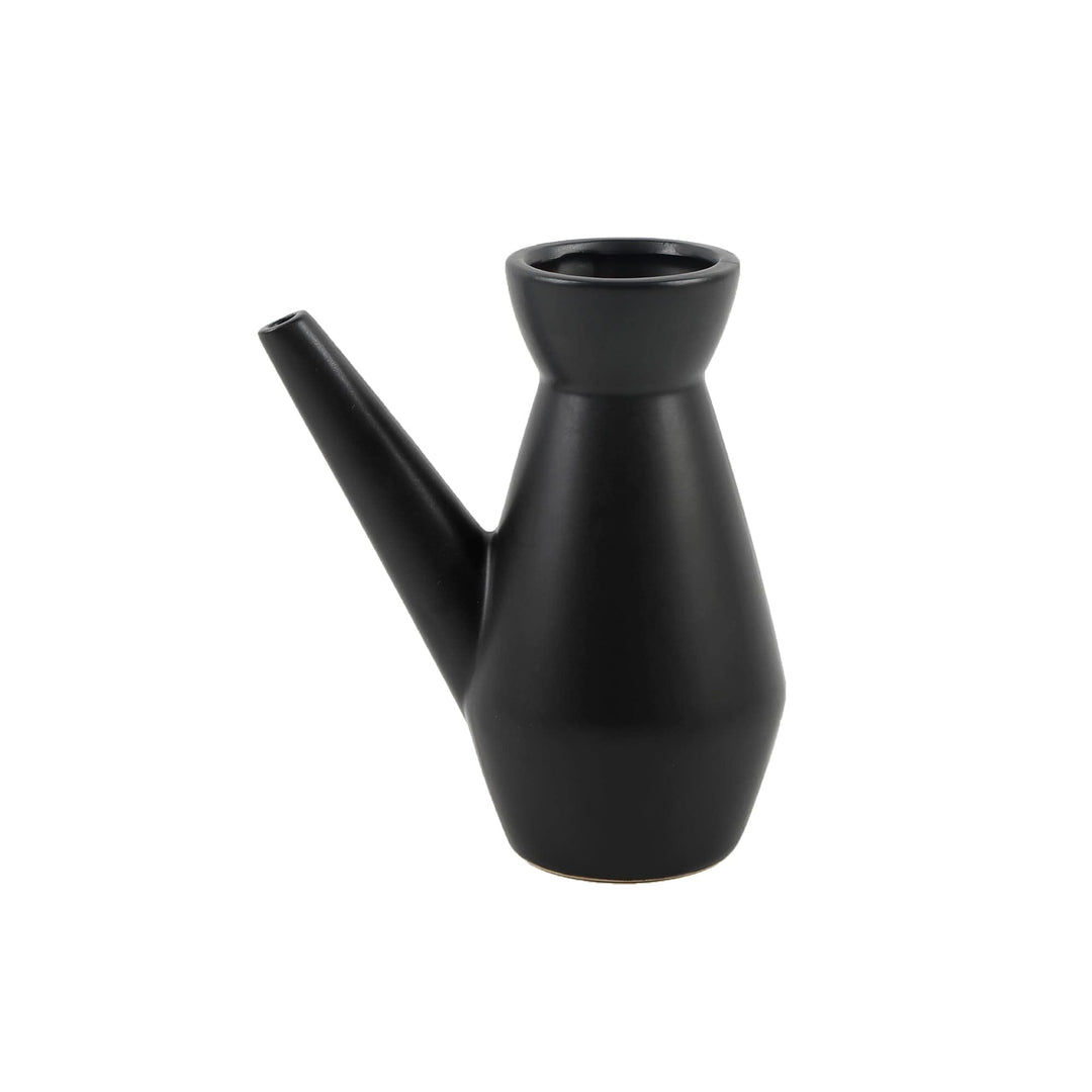7" Ceramic Watering Can Matte Black