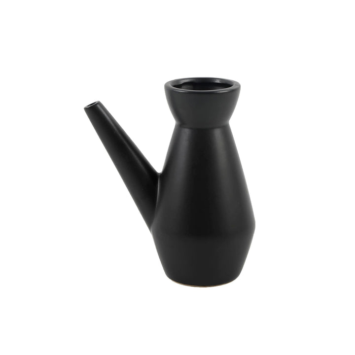 7" Ceramic Watering Can Matte Black