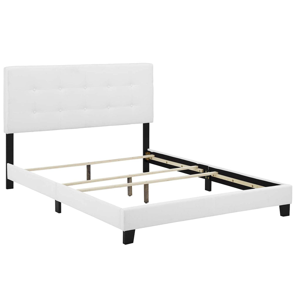 Modway Amira Tufted Fabric Upholstered Full Bed Frame With Headboard In White - Diamond Home USA