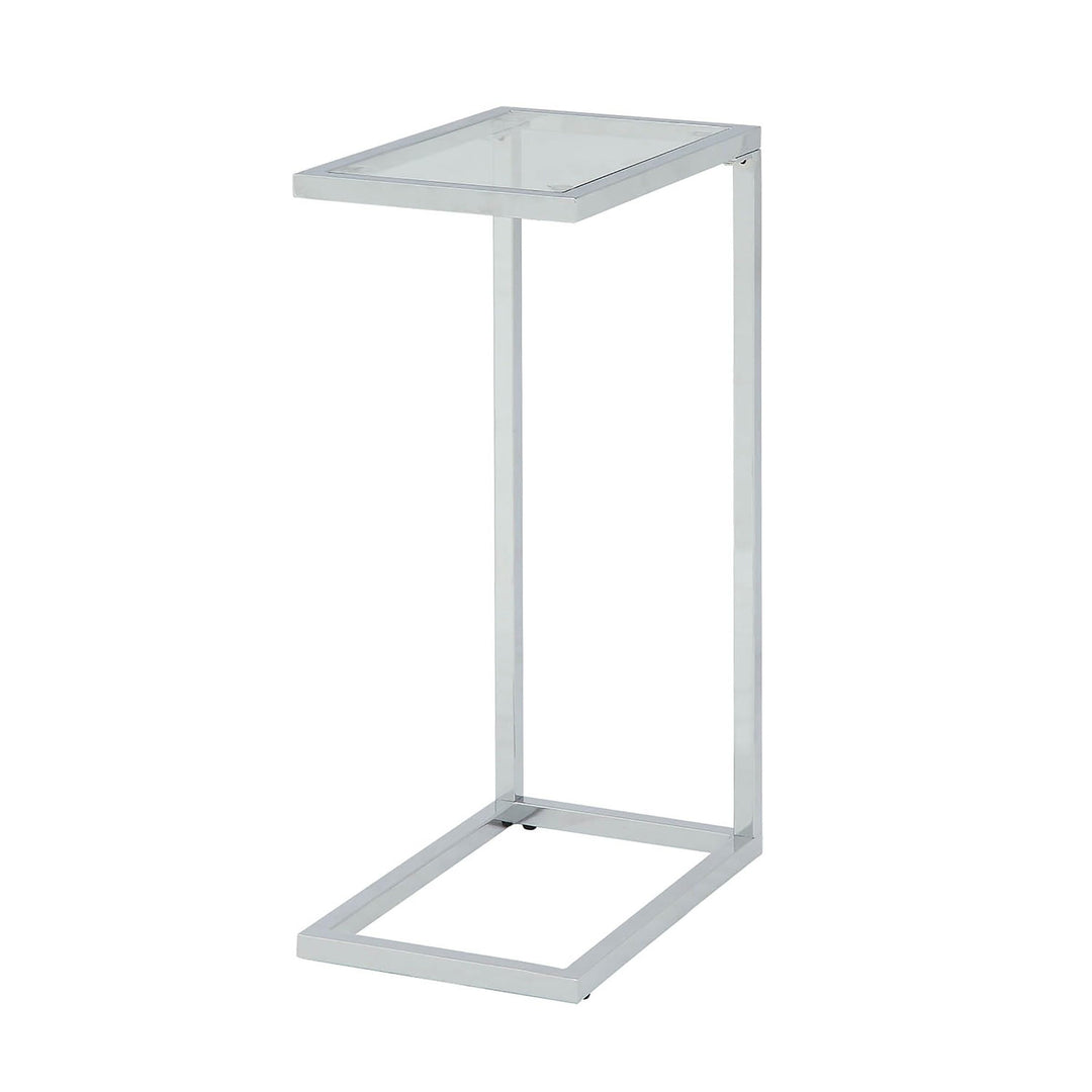 26" Chrome and Clear Glass End Table 25.25 Silver Modern Contemporary