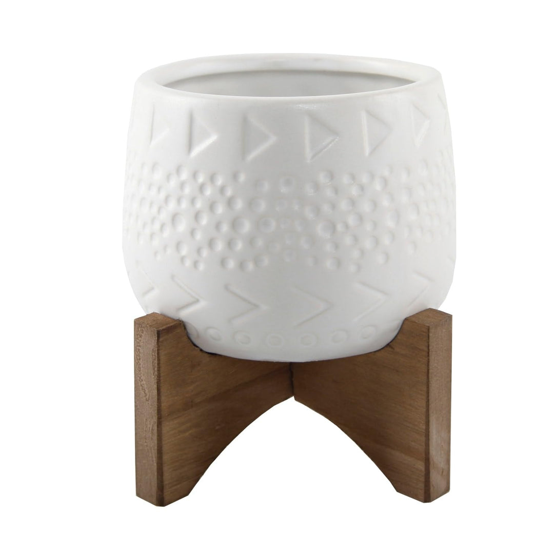 Flora Bunda 3.5 Inch Caveman Ceramic on Stand Mid Century Matte Black 3.5" - Diamond Home USA