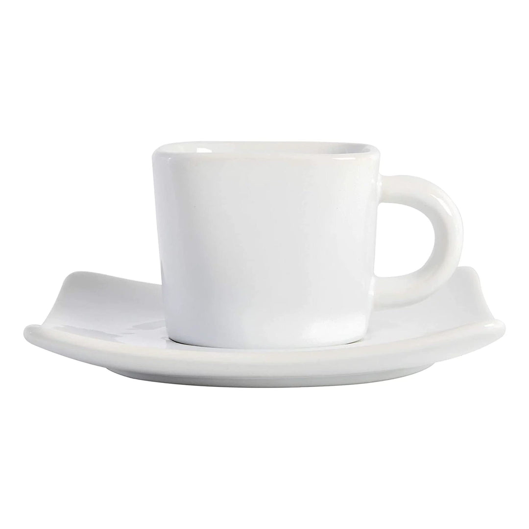 Gracious Dining 12 Piece 3.25 Oz. up and Saucer Set Ounces White Solid Square - Diamond Home USA