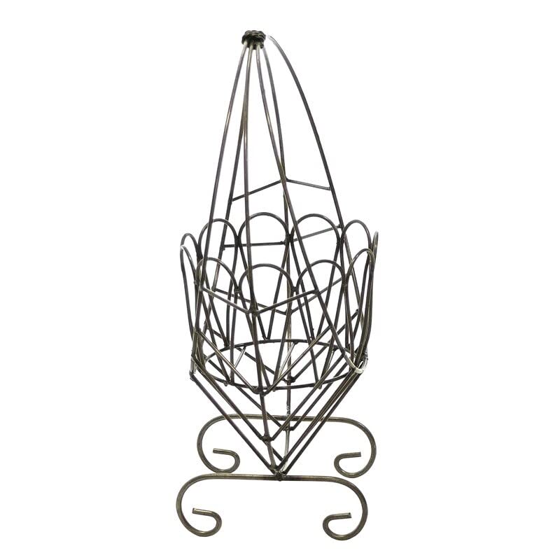 Rustic Arrow Wrought Iron 'Purse' Planter Stand Floor Black Vintage Round - Diamond Home USA