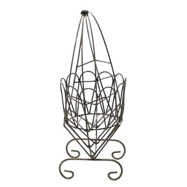 Rustic Arrow Wrought Iron 'Purse' Planter Stand Floor Black Vintage Round - Diamond Home USA