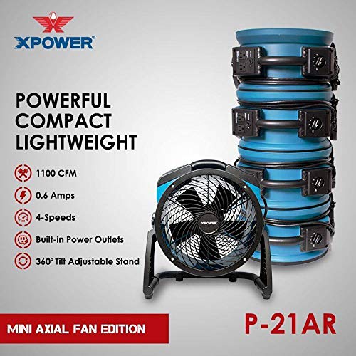 XPOWER P-21AR 11" Diameter Industrial High Velocity Axial Air Mover/Carpet