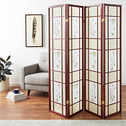 ORE International Four Panel Shoji Screen Cherry Finish - Diamond Home USA