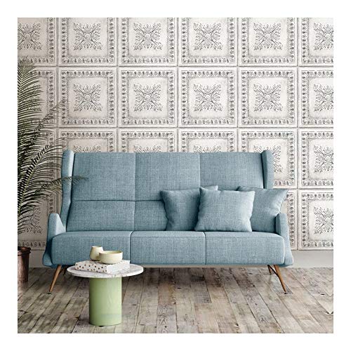 Reclaimed Tin Peel Stick Wallpaper X 20.5in Grey Vinyl Removable - Diamond Home USA