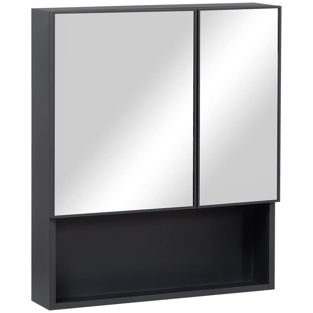 Wall-Mounted Medicine Cabinet Bathroom Mirror with Double Doors and Storage - Diamond Home USA