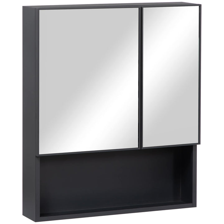 Wall-Mounted Medicine Cabinet Bathroom Mirror with Double Doors and Storage - Diamond Home USA