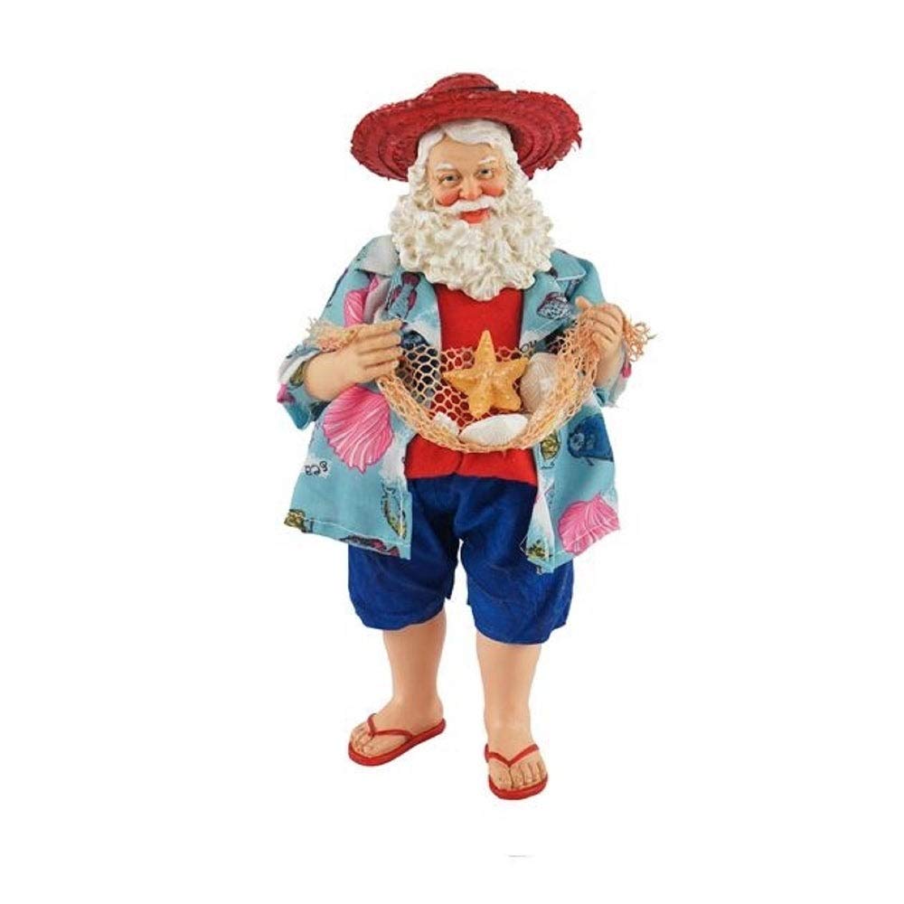 Santa's Workshop Beach Party Santa 10" Multi Color Linen