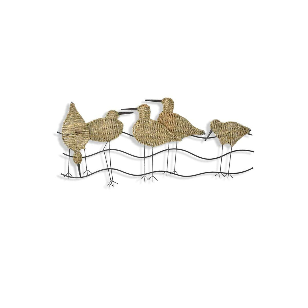 Flock of Birds Natural Woven Seagrass Wall Art Silver Transitional Metal - Diamond Home USA