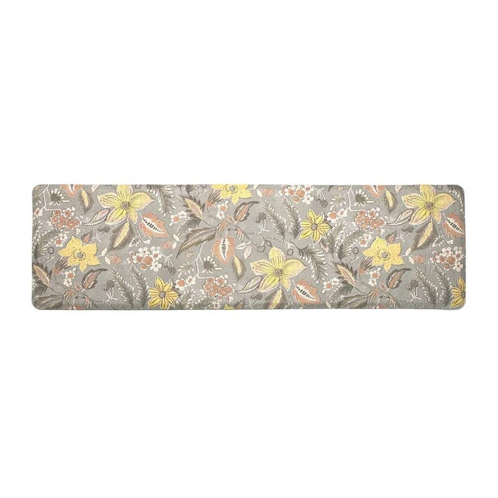 Anti-Fatigue Comfort Long Mat 20in X 60in Grey Floral Botanical Bohemian