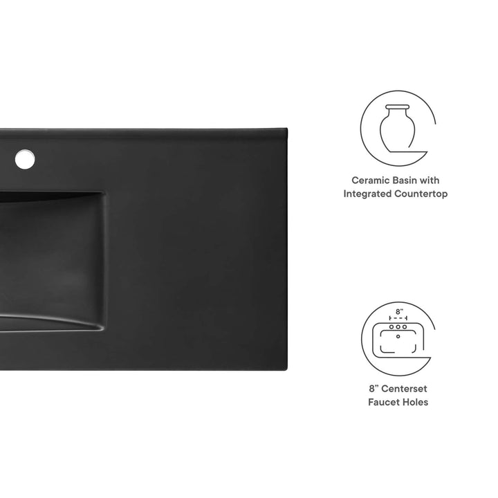 Cayman 48" Single Basin Bathroom Sink - Black - Diamond Home USA