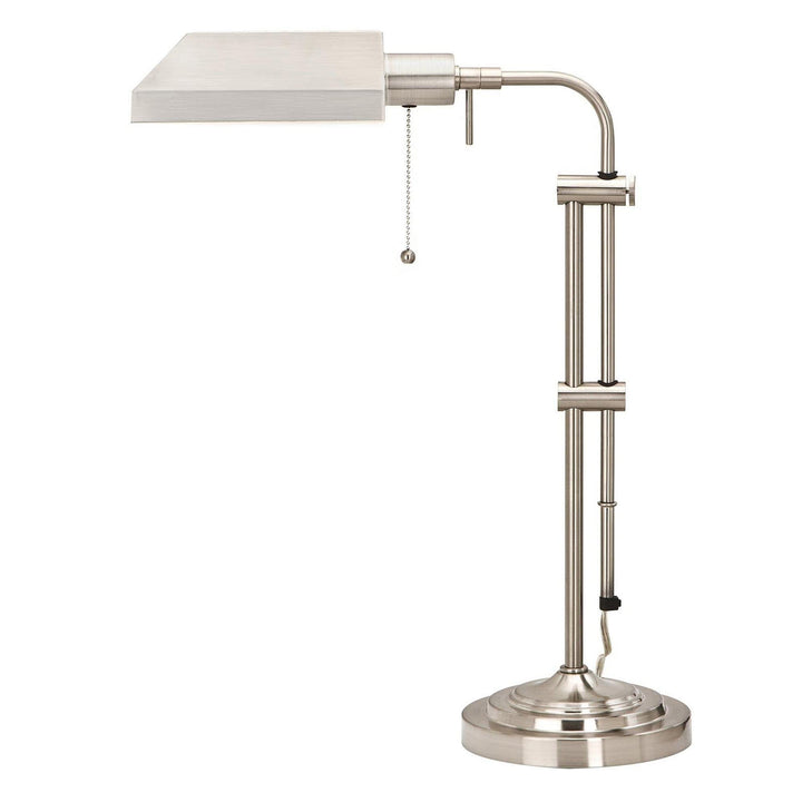 Metal Rectangular Desk Lamp with Adjustable Pole Silver Modern Contemporary