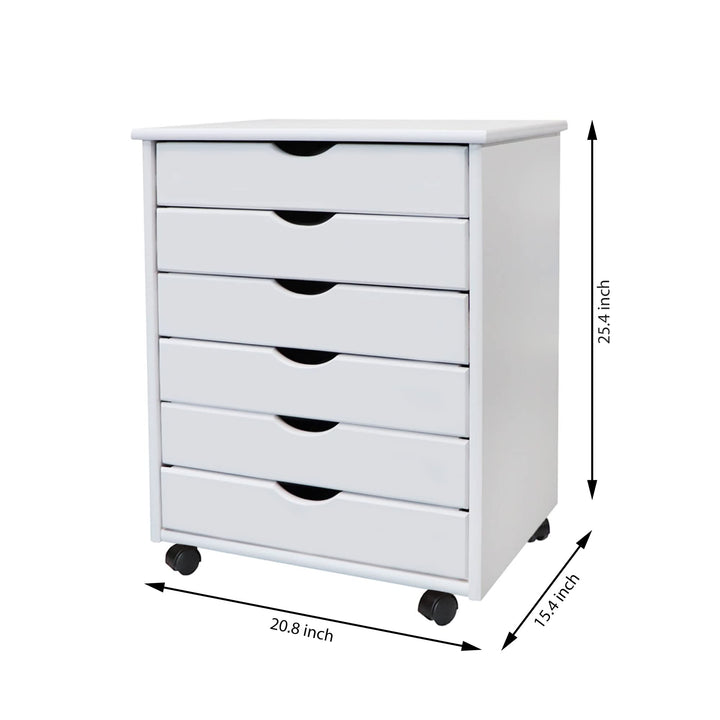 Adeptus Original Roll Cart Solid Wood 6 Drawer Extra Wide Drawers Roll Carts - Diamond Home USA