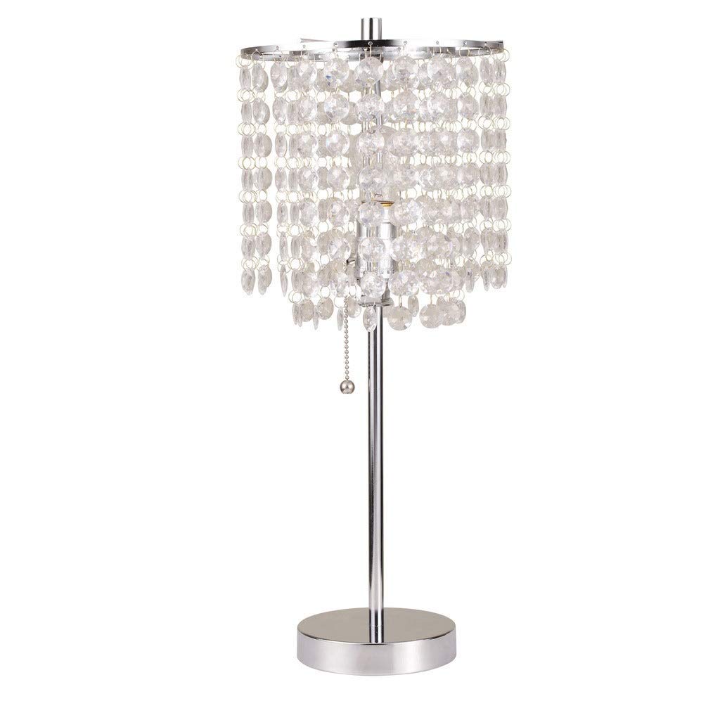 Art Glam Dangling Crystal Table Lamp Grey Chrome - Diamond Home USA