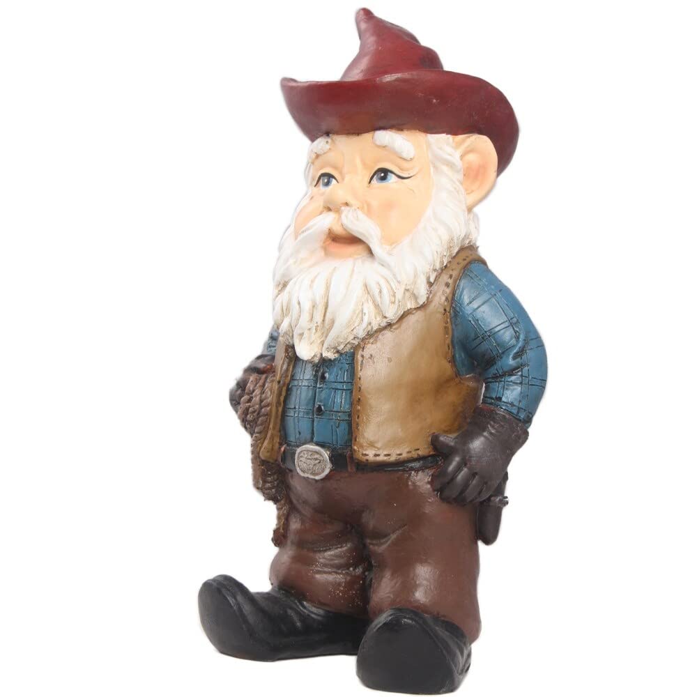 Gnome Cowboy Ultra Realistic Garden Statue Multi Color Polyresin - Diamond Home USA