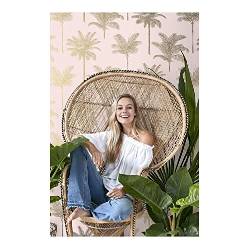Blush Palm Trees Wallpaper 20.9 X Pink Nature Wildlife Washable - Diamond Home USA