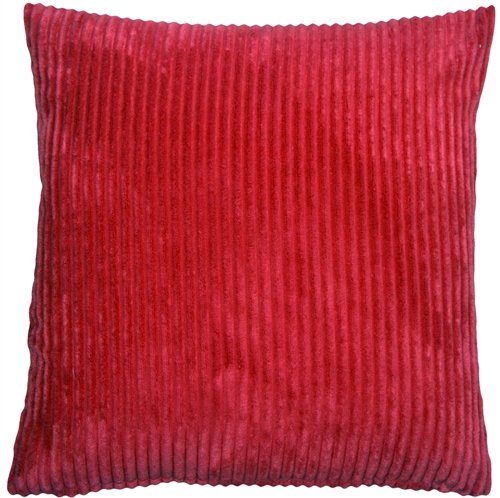 PILLOW DÉCOR Wide Wale Corduroy 22x22 Red Throw Pillow