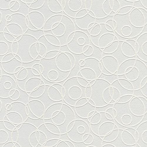 White Circles Paintable Wallpaper X 20.9in Geometric Vinyl