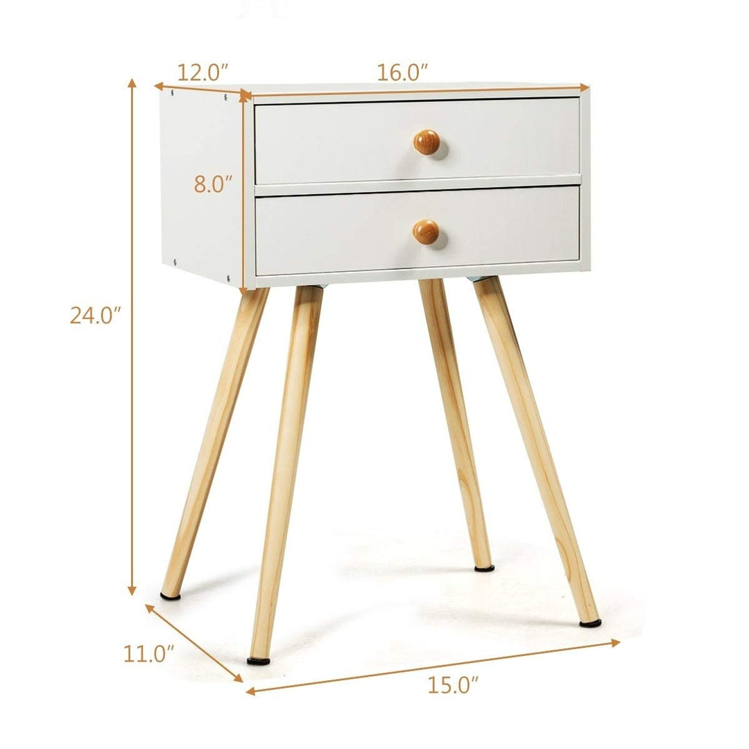 Side End Table Nightstand Bedroom Room Furniture with Drawers White Modern Single - Diamond Home USA