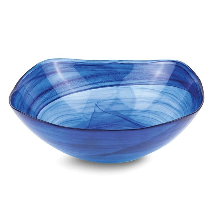 Cobalt Blue Square Glass 10 Inch Bowl