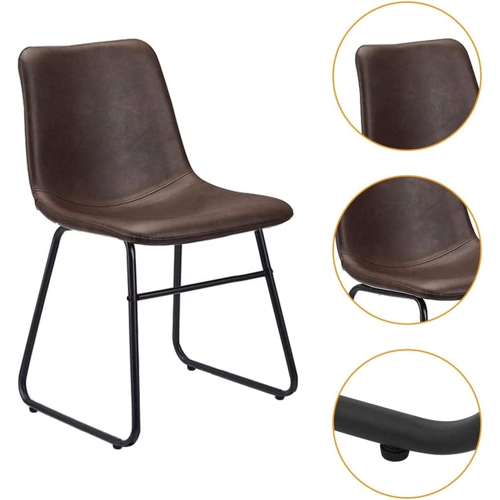 Leather Armless Dining Chairs with Metal Base Set of 2 Brown - Diamond Home USA