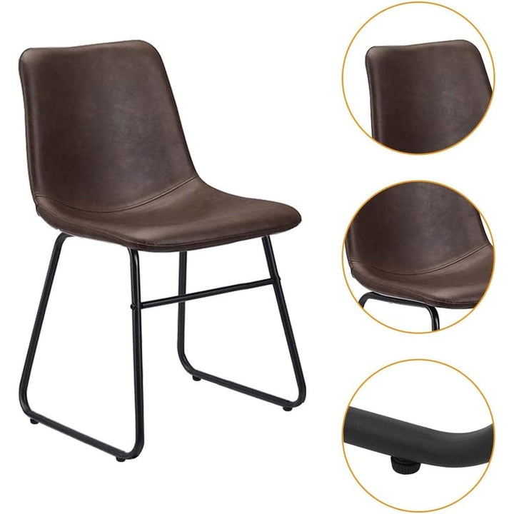 Leather Armless Dining Chairs with Metal Base Set of 2 Brown - Diamond Home USA