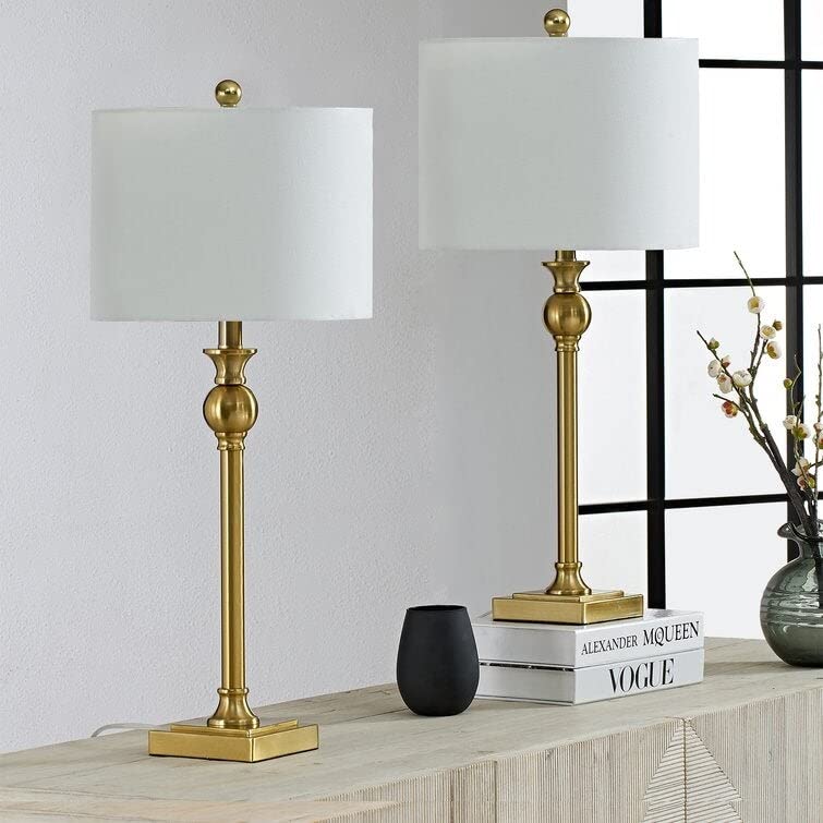 28" Gold Table Lamp Set (Set of 2) Farmhouse Mid-Century Modern Traditional
