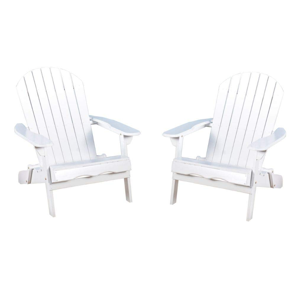 Christopher Knight Home Hanlee Folding Wood Adirondack Chairs 2-Pcs Set White