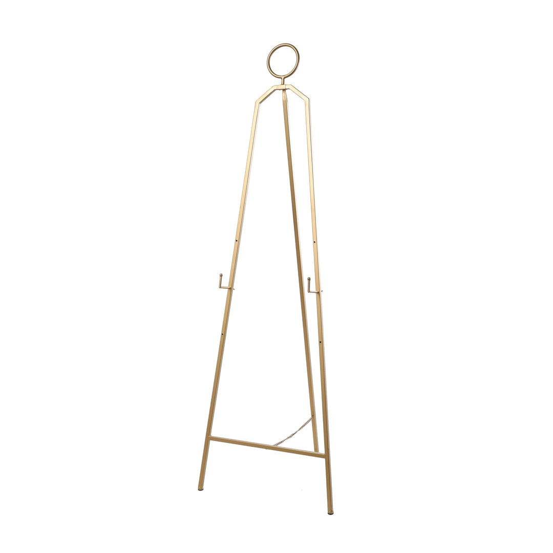Gold Metal Tall Adjustable Minimalistic Easel with Circular Ring Top Glam Iron - Diamond Home USA